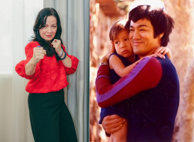 Lý Hương Ngưng hiện tại và thời thơ ấu, trong vòng tay cha. Ảnh: St Headline