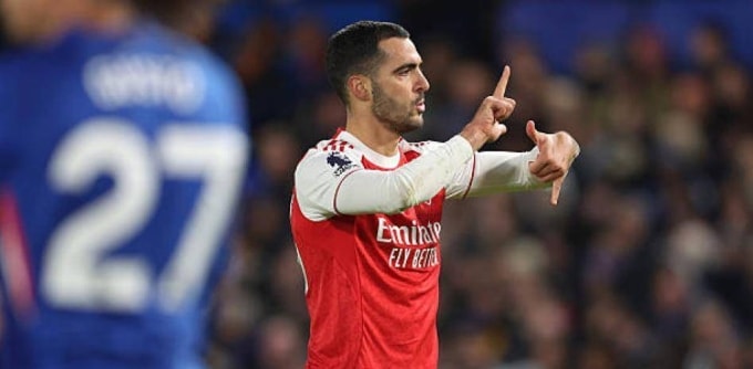 Merino mừng bàn gỡ trong trận Chelsea 1-1 Arsenal ở vòng 13 Ngoại hạng Anh tối 30/11. Ảnh: Offside