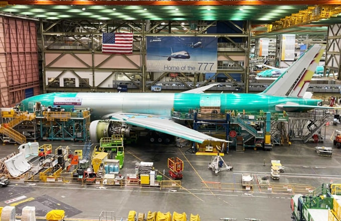 Một chiếc 777-9 đang gần hoàn thiện. Ảnh: Anh Duy