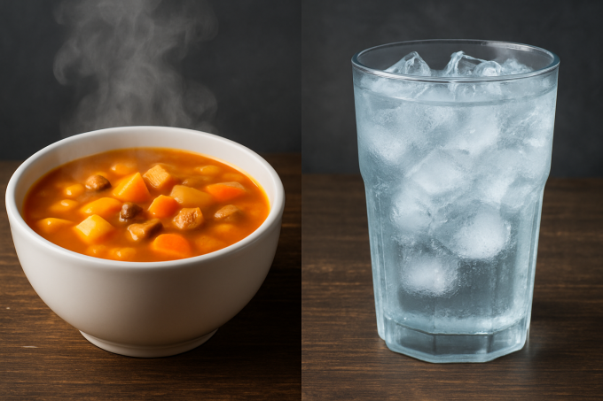 Đồ ăn quá nóng hoặc quá lạnh đều có thể tác động xấu đến tiêu hóa. Ảnh được tạo bởi AI