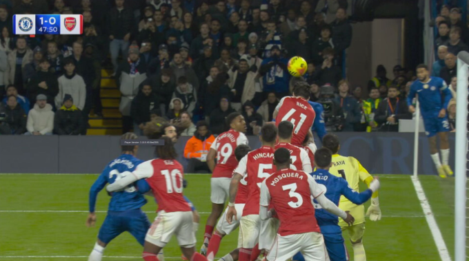 Fernandez dường như đã việt vị và hạn chế khả năng phòng ngự của Mosquera. Ảnh: Sky Sports