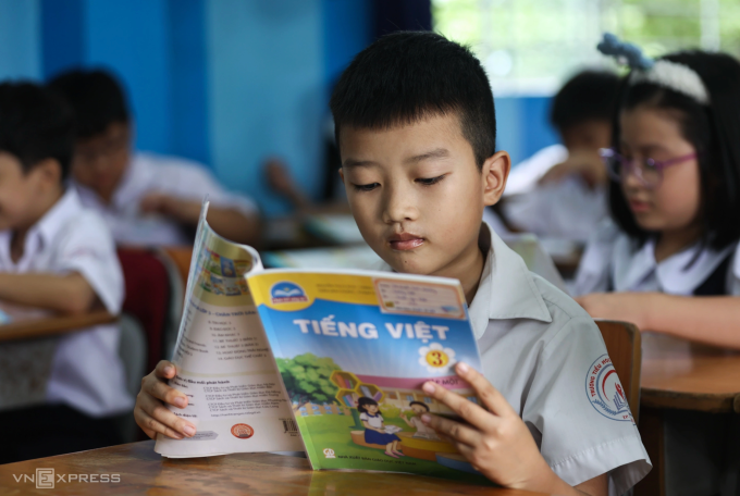 Học sinh trường tiểu học Đinh Tiên Hoàng, TP Thủ Đức trong một tiết học tháng 9/2023. Ảnh: Quỳnh Trần