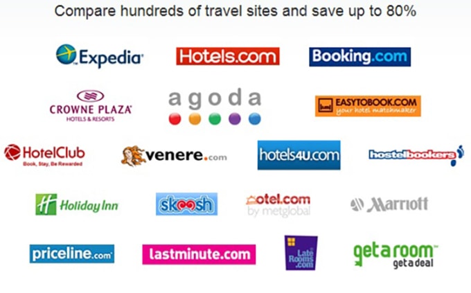 Một số website đặt phòng, vé để du khách so sánh giá. Ảnh: Holiday Go go go