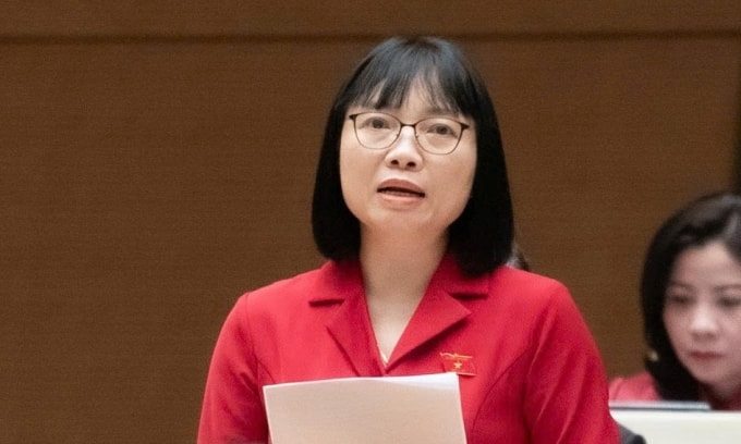 Phó đoàn đại biểu TP Hải Phòng Nguyễn Thị Việt Nga phát biểu sáng 3/12. Ảnh: Media Quốc hội