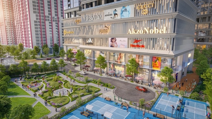 Phối cảnh hệ tiện ích nội khu ngay dưới chân tòa nhà. Ảnh: Sun Property