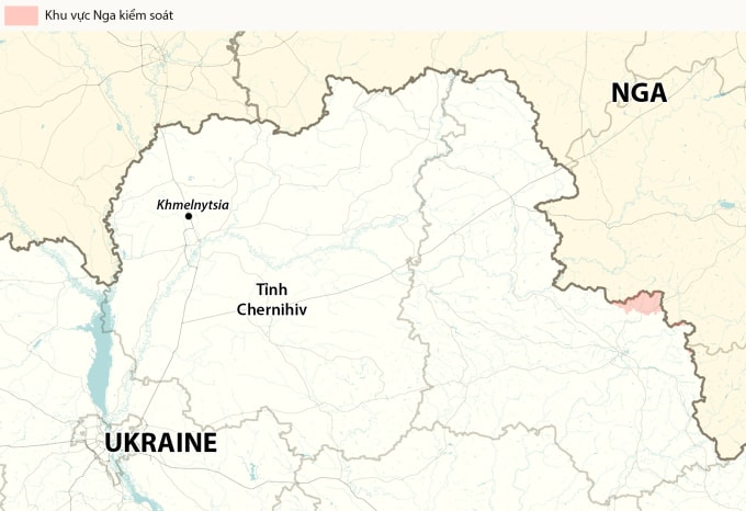 Vị trí làng Khmelnytsia, tỉnh Chernihiv. Đồ họa: RYV