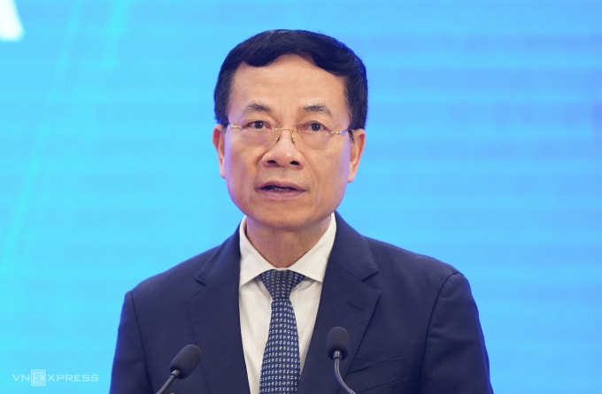 Bộ trưởng Nguyễn Mạnh Hùng phát biểu tại buổi lễ. Ảnh: Lưu Quý