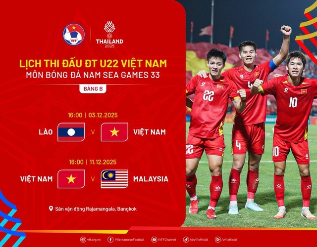 Lịch thi đấu bóng đá hôm nay ngày 3/12: U22 Việt Nam – U22 Lào- Ảnh 2. Lịch thi đấu bóng đá hôm nay ngày 3/12: U22 Việt Nam – U22 Lào- Ảnh 2.