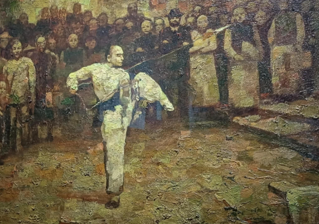 Bức tranh tái hiện hình tượng Hoàng Phi Hồng trong Bảo tàng Hoàng Phi Hồng ở Phật Sơn. (Nguồn: SCMP)