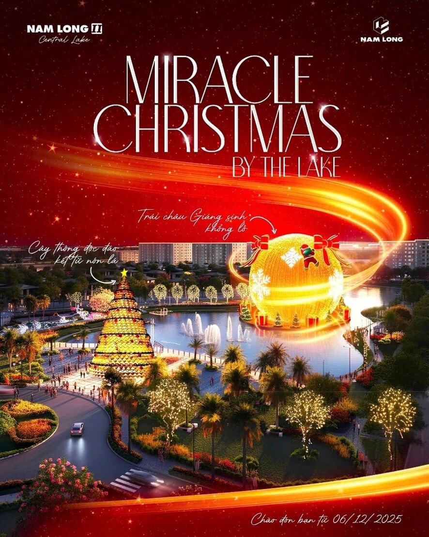 Khoảnh khắc thắp sáng chính thức sẽ diễn ra vào tối Thứ Bảy, ngày 6/12 tại Nam Long II Central Lake, mở màn cho mùa lễ hội rực rỡ.