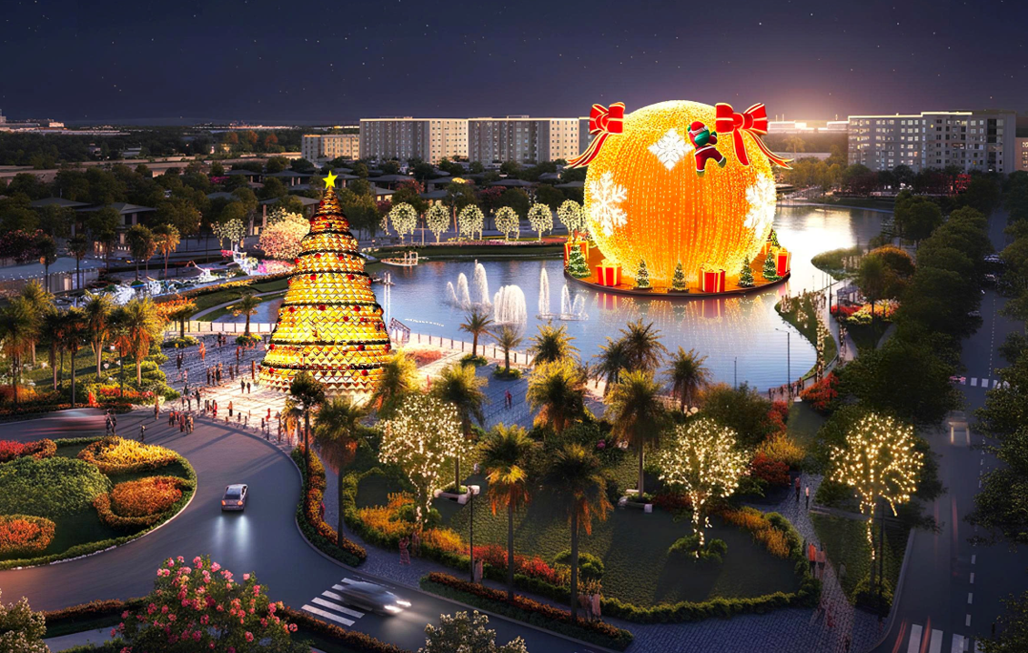 Cây thông Noel “độc lạ” được kết từ nón lá tôn vinh văn hóa Tây Đô.