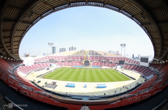 Sân vận động Quốc gia Rajamangala với sức chứa 51.552 chỗ ngồi được xem là trái tim của SEA Games 33 vì sẽ tổ chức lễ khai mạc, bế mạc, các trận bóng đá nam của bảng A, B và các trận bán kết, chung kết. Ảnh: Đức Đồng