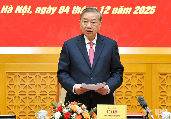 Tổng Bí thư Tô Lâm, Bí thư Quân ủy Trung ương chủ trì Hội nghị Quân ủy Trung ương lần thứ 15. Ảnh: Tuấn Huy