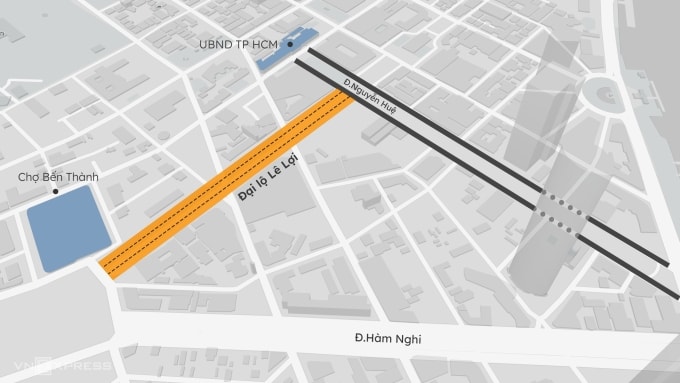 Vị trí đại lộ Lê Lợi. Đồ họa: Khánh Hoàng