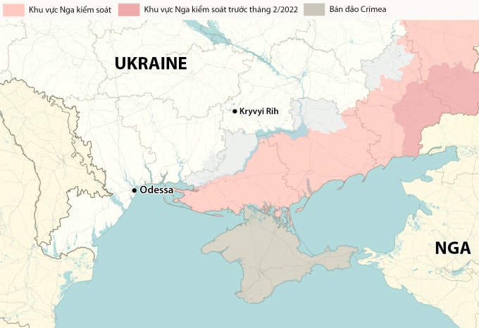 Vị trí thành phố Kryvyi Rih và Odessa. Đồ họa: RYV