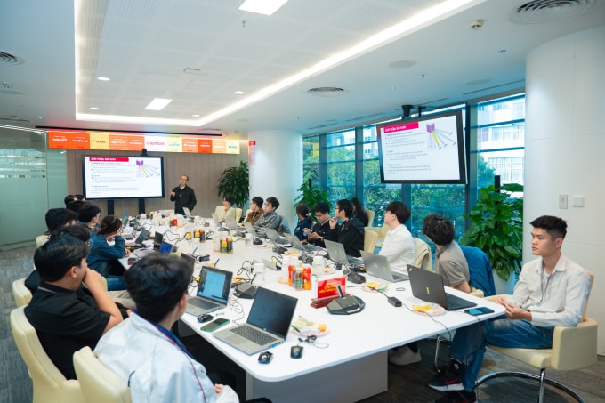 Các đội vào chung kết gặp mặt tại trụ sở Viettel trước vòng hackathon (Hà Nội). Ảnh: Viettel