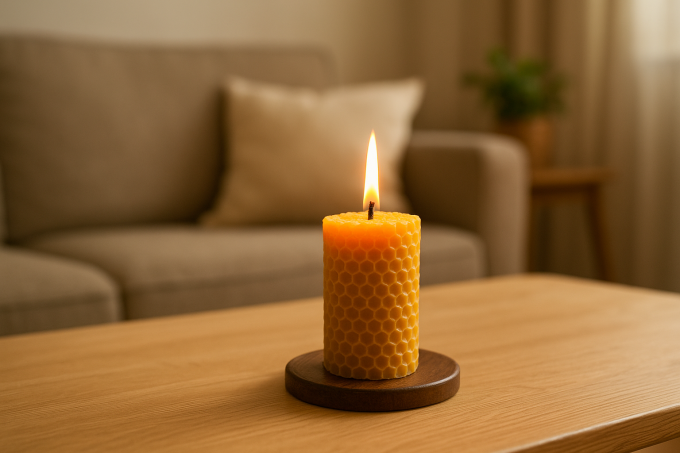 Nến sáp ong giúp thanh lọc không khí trong nhà. Ảnh tạo bởi AI