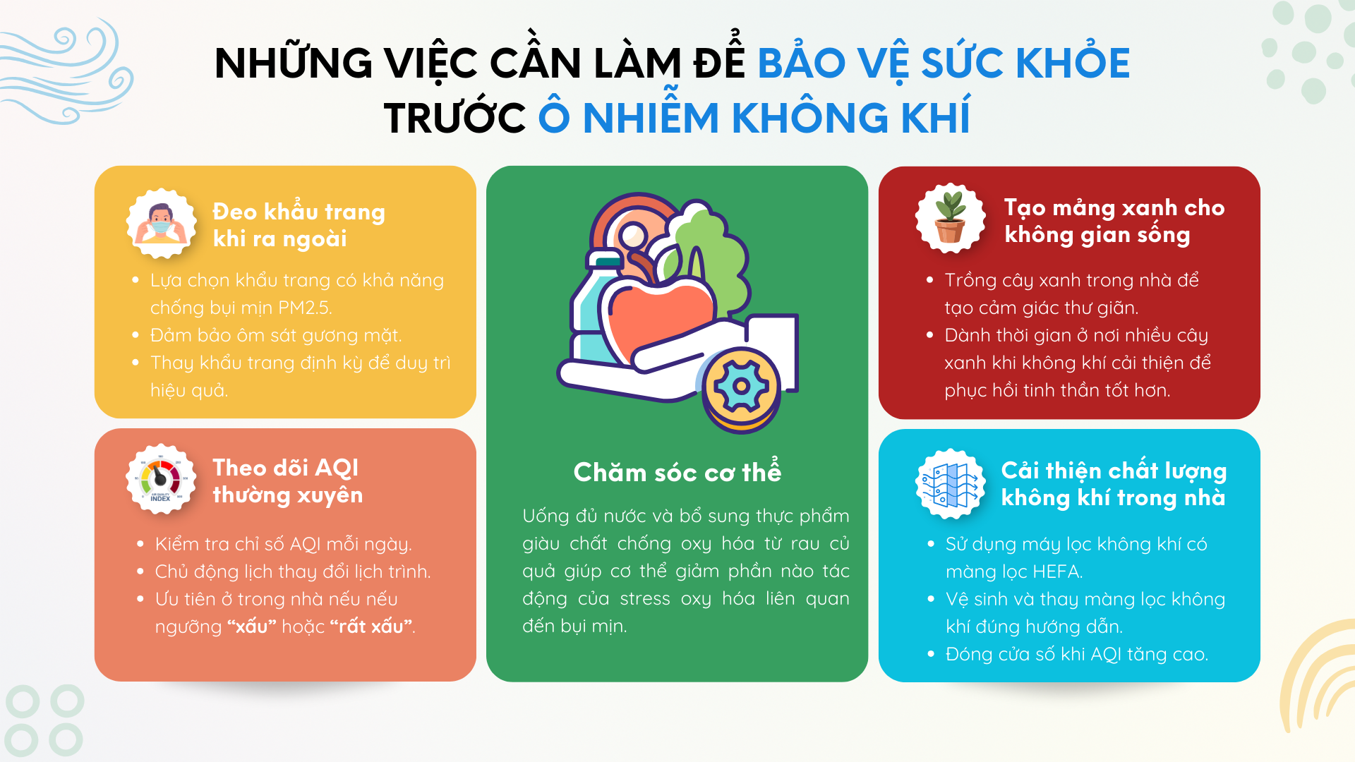 Những việc cần làm để bảo vệ sức khỏe trước ô nhiễm không khí