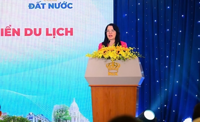 Bà Nguyễn Thị Ánh Hoa, Chủ tịch Hội đồng Thành viên phát biểu tại sự kiện. Ảnh: Saigontourist Group