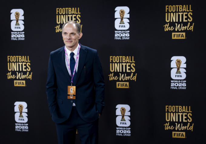 HLV tuyển Anh Thomas Tuchel trên thảm đỏ trước lễ bốc thăm World Cup 2026. Ảnh: ANP