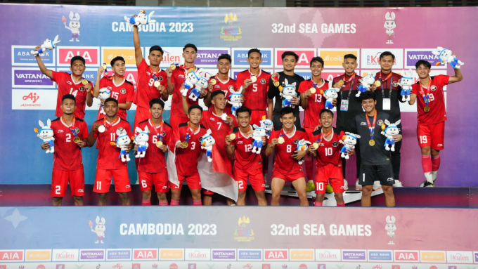 Indonesia giành HC vàng bóng đá nam tại SEA Games 32 ở Campuchia. Ảnh: Nation Thailand