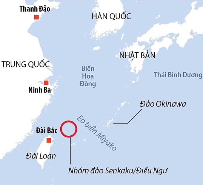 Vị trí Trung Quốc, Nhật Bản và đảo Okinawa. Đồ họa: AFP