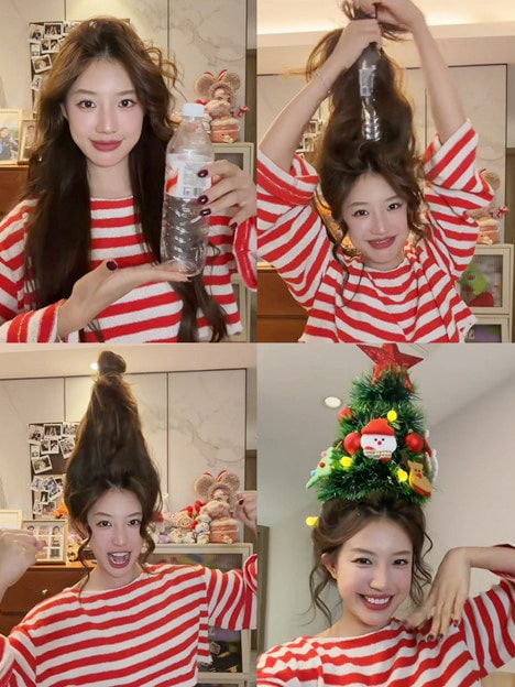 Đu trend buộc tóc cây thông Noel gây sốt mùa Giáng sinh - Ảnh 2.