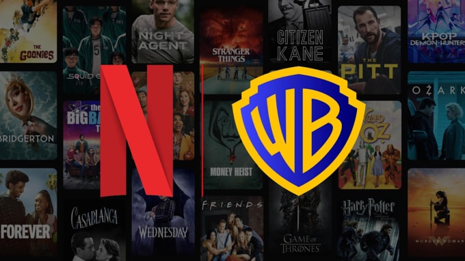Netflix mua lại WBD được xem là bước ngoặt lớn của ngành giải trí toàn cầu. Ảnh: Netflix/Warner Bros.