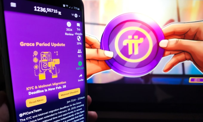 Giao diện Pi Network trên một chiếc smartphone. Ảnh: Bảo Lâm
