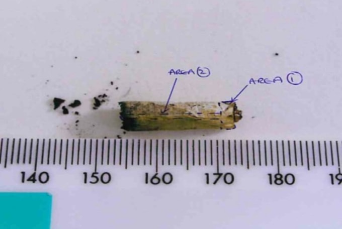 Đầu mẩu thuốc lá được tìm thấy ở hiện trường có ADN của hung thủ. Ảnh: Sussex Police