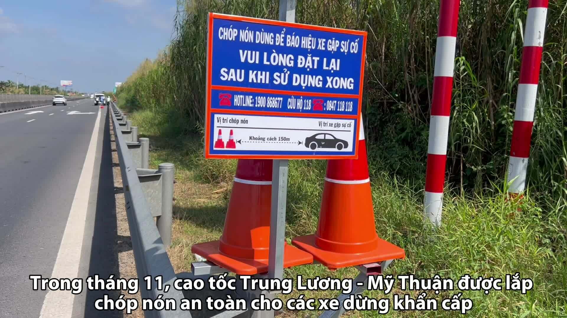 Cao tốc Trung Lương - Mỹ Thuận thêm biện pháp an toàn cho xe dừng khẩn cấp