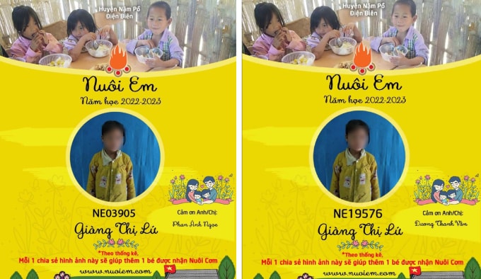 Cùng bé Giàng Thị Lứ ở Nậm Pồ, Điện Biên có hai anh chị nuôi trong năm học 2022-2023. Ảnh: Threads alexaphan