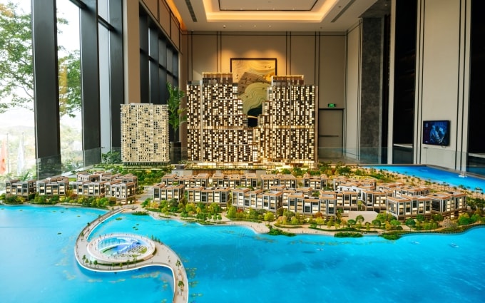 Sa bàn tổ hợp Marina Bayfront District và Aria Bay được giới thiệu tại sự kiện. Ảnh: BIM Land