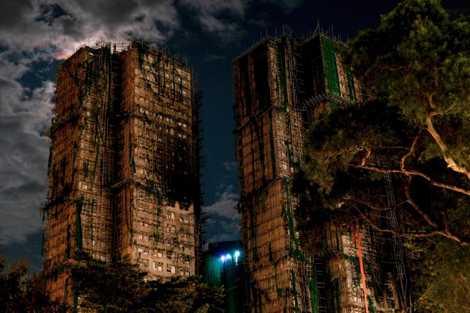 Cụm chung cư Wang Fuk Court hôm 7/12. Ảnh: AFP