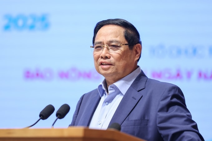 Thủ tướng Phạm Minh Chính phát biểu tại Hội nghị đối thoại với nông dân năm 2025. Ảnh: VGP