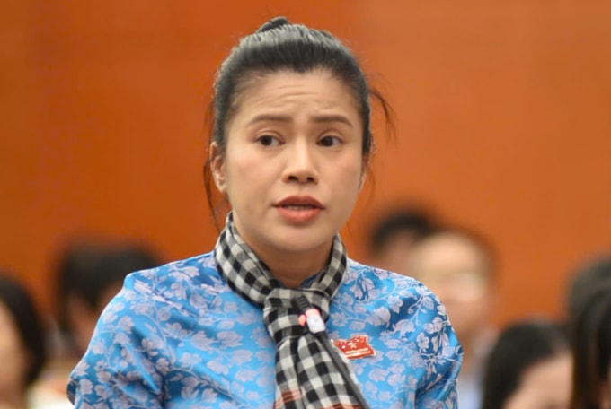 Đại biểu Đoàn Ngọc Như Tâm nêu các vấn đề với Giám đốc Sở An toàn thực phẩm TP HCM tại kỳ họp HĐND TP HCM ngày 10/12. Ảnh: An Phương