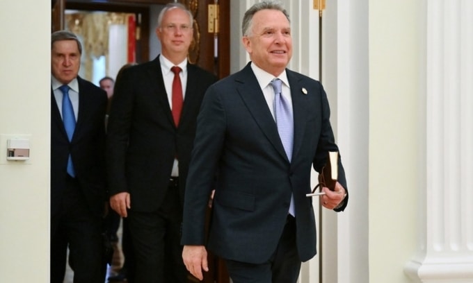 Đặc phái viên Mỹ Steve Witkoff tại Điện Kremlin hồi tháng 4. Ảnh: AP