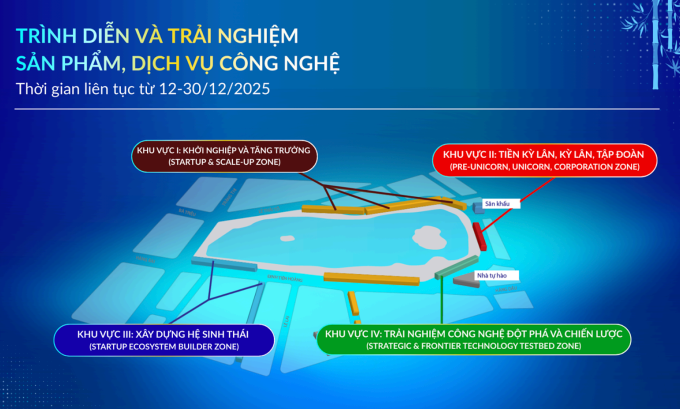 Bản đồ dự kiến về không gian trình diễn và trải nghiệm sản phẩm, dịch vụ công nghệ, tại Techfest Việt Nam 2025, tại phố đi bộ Hồ Gươm. Ảnh: BTC