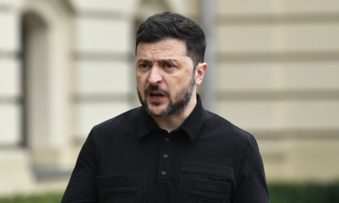 Tổng thống Ukraine Volodymyr Zelensky phát biểu tại Kiev hôm 4/12. Ảnh: AFP