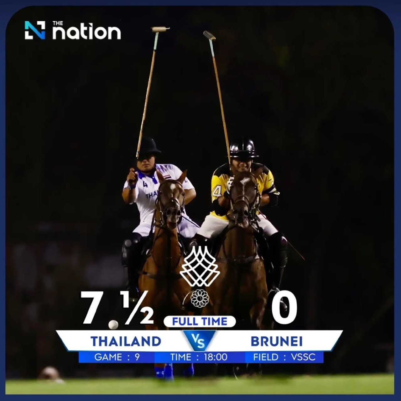 Đội tuyển polo Thái Lan giành huy chương vàng sau chiến thắng áp đảo 7,5-0 trước Brunei. (Ảnh: The Nation)