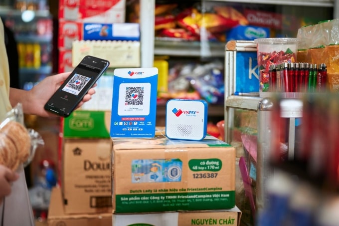 Giải pháp thanh toán của VNPAY tại một cửa hàng tạp hóa. Ảnh: VNPAY
