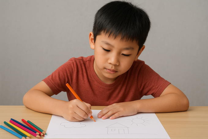 Vẽ tranh giúp trẻ tăng cường sự tập trung. Ảnh tạo bởi AI