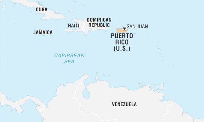 Vị trí Puerto Rico và Venezuela. Đồ họa: Britanica