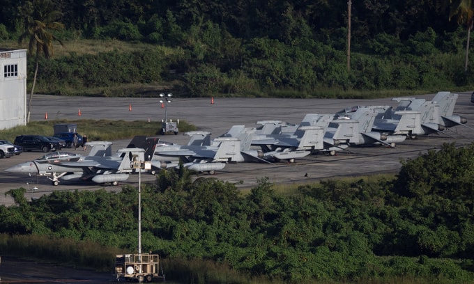 Máy bay tác chiến điện tử EA-18G Growler của Mỹ tại căn cứ ở Puerto Rico ngày 10/12. Ảnh: Reuters