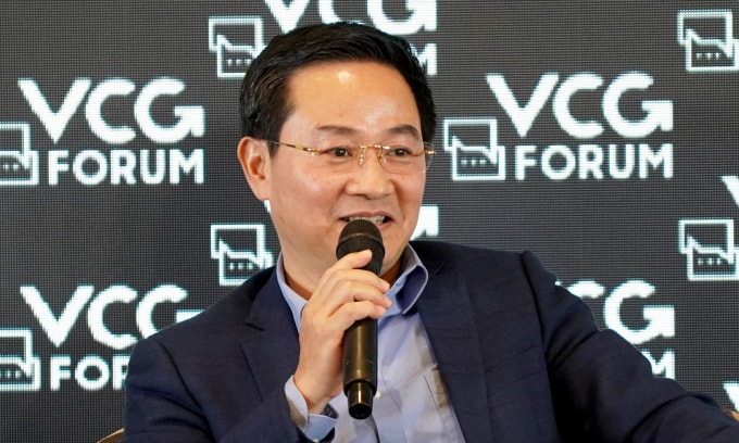 Giám đốc Sở Khoa học và Công nghệ Hà Nội Trần Anh Tuấn tại sự kiện. Ảnh: Lưu Quý