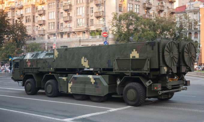 Xe phóng tên lửa Hrim-2/Sapsan ở Kiev, Ukraine năm 2018. Ảnh: Wikimedia