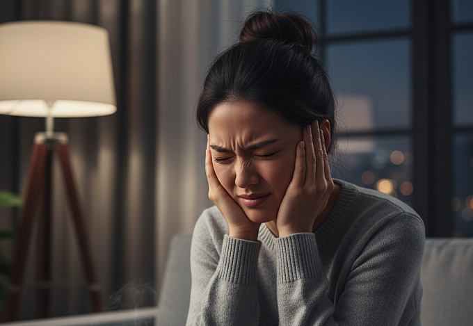 Ráy tai tích tụ có thể gây đau nhức. Ảnh được tạo bởi AI