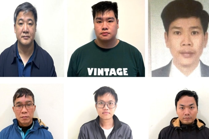 Các bị can Trần Đăng Ninh, Nguyễn Mạnh Duy, Hoàng Bá Nghị, Lê Sỹ Nghị, Nguyễn Trường, Vũ Đức Hải (từ trái qua, từ trên xuống). Ảnh: Bộ Công an