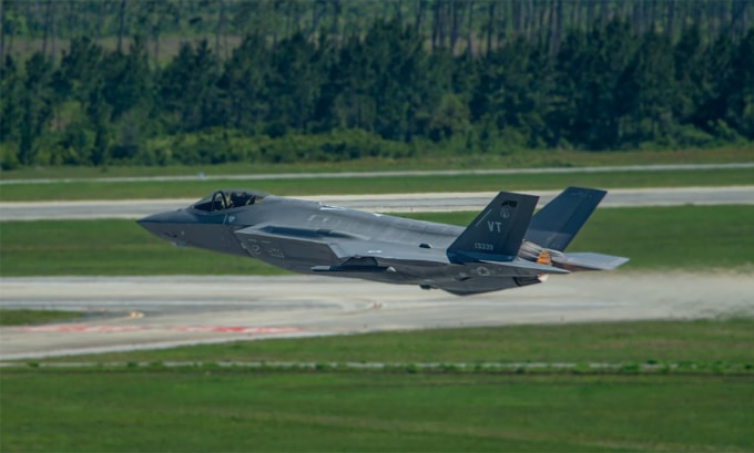 Tiêm kích F-35A tại căn cứ không quân Tyndall, bang Florida tháng 5/2024. Ảnh: USAF