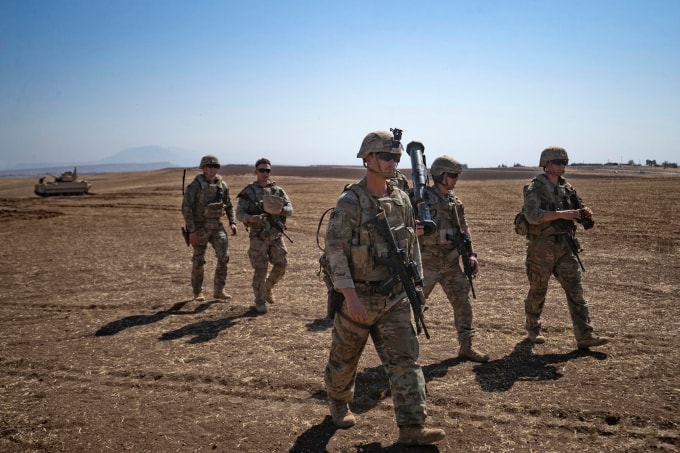 Binh sĩ Mỹ trong cuộc tập trận chung của liên quân quốc tế chống IS ở tỉnh Hasakah, đông bắc Syria tháng 9/2022. Ảnh: AFP